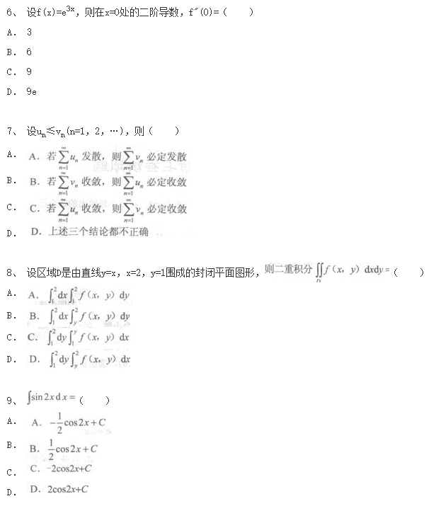 2020年湖南成考專升本數(shù)學(xué)考前沖刺題